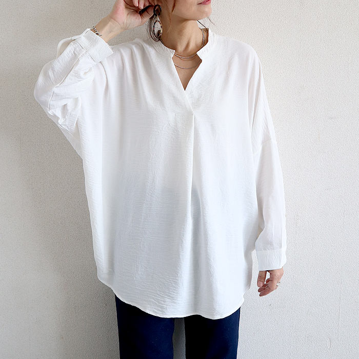 ブラウス キーネック スキッパー シアー トップス シャツ レディース 長袖 秋 冬 黒 白 おしゃれ かわいい [郵1.5]^t1097^ | uricca | 01