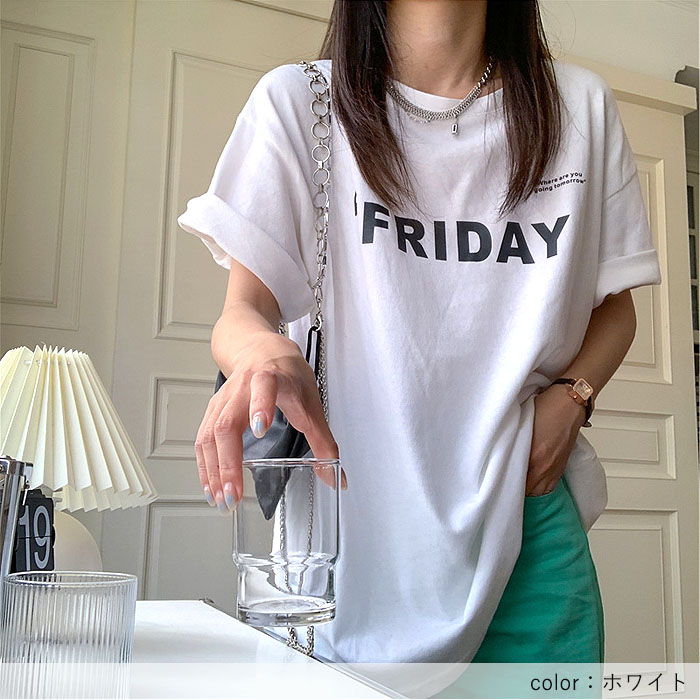 Tシャツ レディース カットソー 半袖 カジュアル オシャレ 大きいサイズ ロゴ ロゴTシャツ トップス 春 夏 白 黒 カジュアル シンプル[郵2]^t1100^ | uricca | 05