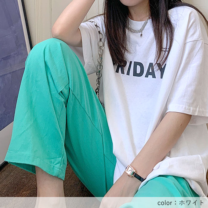 Tシャツ レディース カットソー 半袖 カジュアル オシャレ 大きいサイズ ロゴ ロゴTシャツ トップス 春 夏 白 黒 カジュアル シンプル[郵2]^t1100^ | uricca | 06