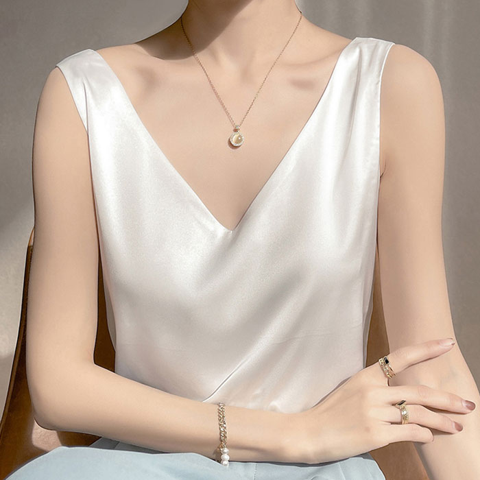 タンクトップ レディース シルクタッチ キャミソール 涼しい トップス インナー 春 夏 秋 冬 白 黒 おしゃれ かわいい [郵1]^t1102^ | uricca | 02