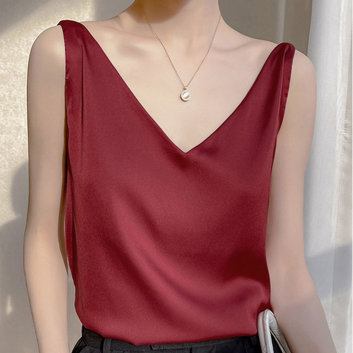 タンクトップ レディース シルクタッチ キャミソール 涼しい トップス インナー 春 夏 秋 冬 白 黒 おしゃれ かわいい [郵1]^t1102^ | uricca | 11