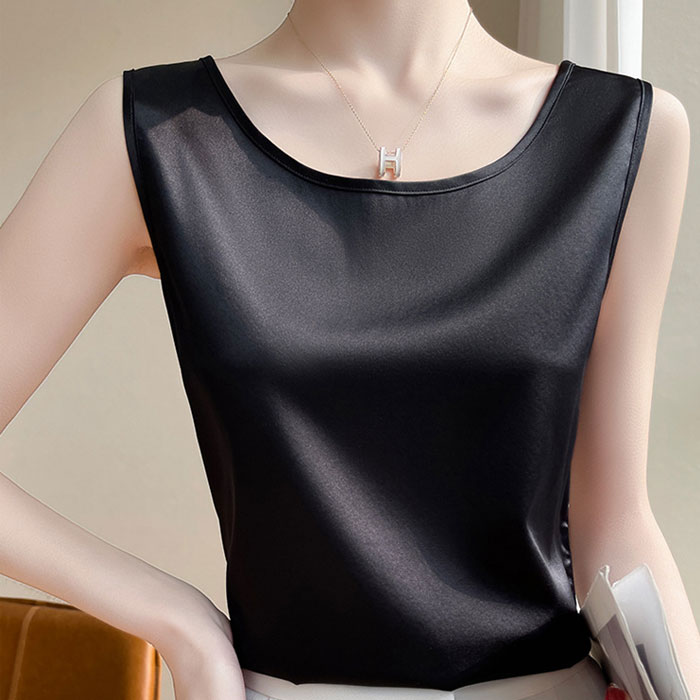 タンクトップ レディース シルクタッチ キャミソール 涼しい トップス インナー 春 夏 秋 冬 白 黒 おしゃれ かわいい [郵1]^t1102^ | uricca | 12