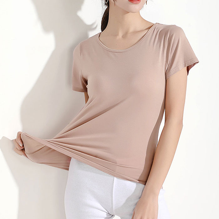 トップス レディース Tシャツ 夏 白 黒 ブラトップ カップ付 半袖  無地 冷感タッチ インナー ナイトブラ[郵2]^t1105^爆買 | uricca | 03