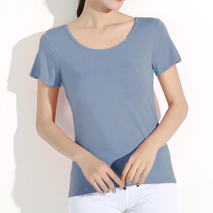 トップス レディース Tシャツ 夏 白 黒 ブラトップ カップ付 半袖  無地 冷感タッチ インナー ナイトブラ[郵2]^t1105^爆買 | uricca | 07