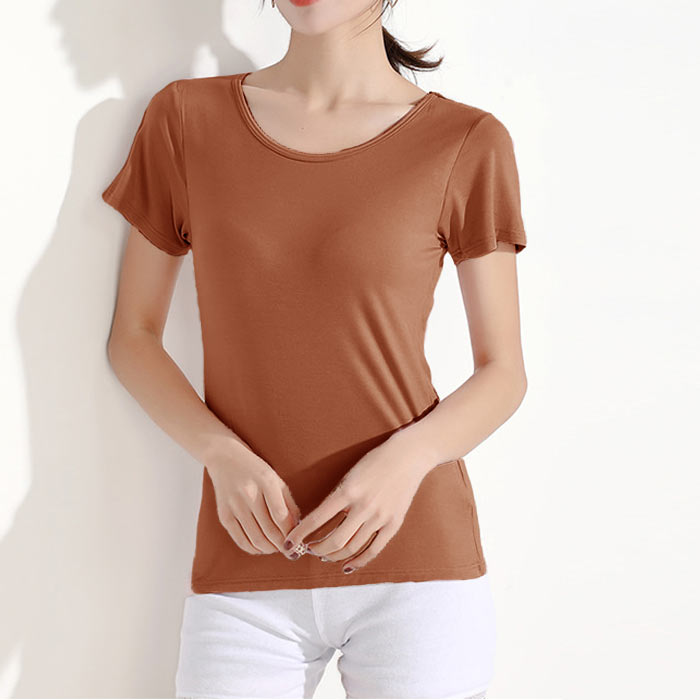 トップス レディース Tシャツ 夏 白 黒 ブラトップ カップ付 半袖  無地 冷感タッチ インナー ナイトブラ[郵2]^t1105^爆買 | uricca | 04