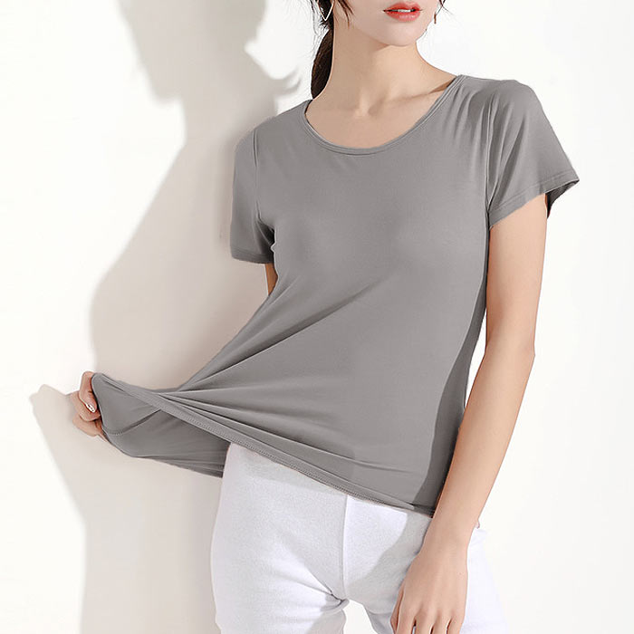 トップス レディース Tシャツ 夏 白 黒 ブラトップ カップ付 半袖  無地 冷感タッチ インナー ナイトブラ[郵2]^t1105^爆買 | uricca | 06