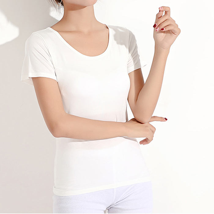 トップス レディース Tシャツ 夏 白 黒 ブラトップ カップ付 半袖  無地 冷感タッチ インナー ナイトブラ[郵2]^t1105^爆買 | uricca | 02