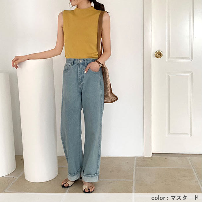 サマーニット レディース トップス ノースリーブ 薄手 セーター ハイネック フェミニン プルオーバー 夏 白 黒[郵1]^t1110^ | uricca | 17