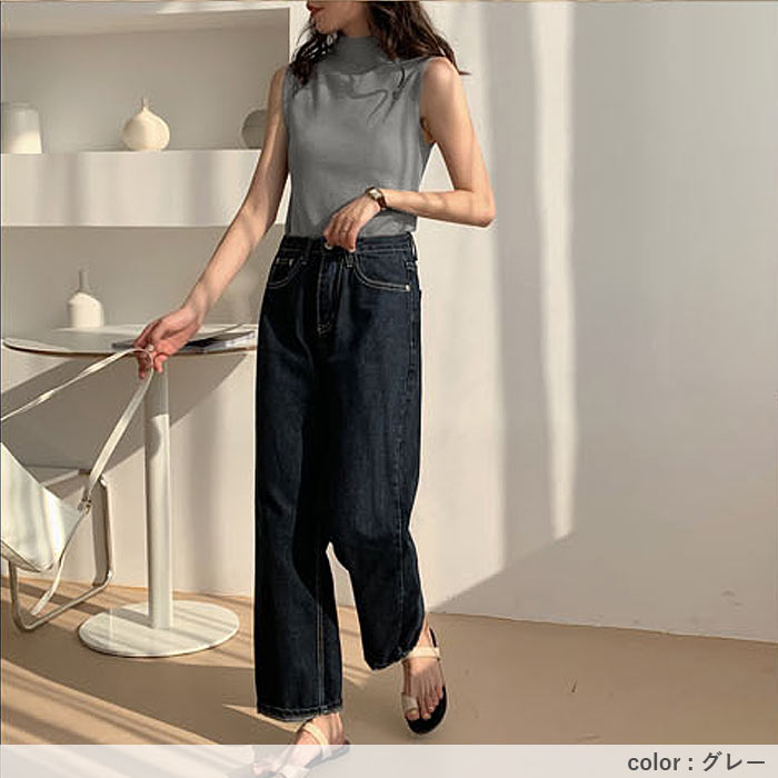 サマーニット レディース トップス ノースリーブ 薄手 セーター ハイネック フェミニン プルオーバー 夏 白 黒[郵1]^t1110^ | uricca | 12