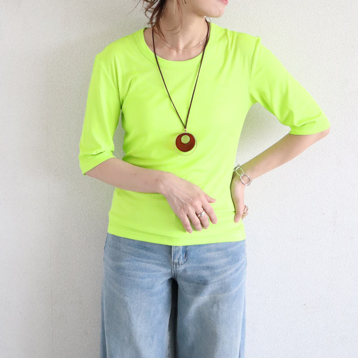 tシャツ トップス リブ レディース 半袖 5分袖 白 黒 春 夏 おしゃれ かわいい 30代 40代 50代 ノースリーブ [郵1]^t1111^爆買 | uricca | 11