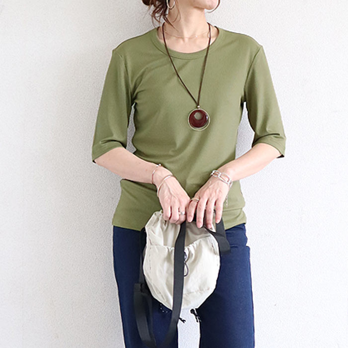 tシャツ トップス リブ レディース 半袖 5分袖 白 黒 春 夏 おしゃれ かわいい 30代 40代 50代 ノースリーブ [郵1]^t1111^爆買 | uricca | 07