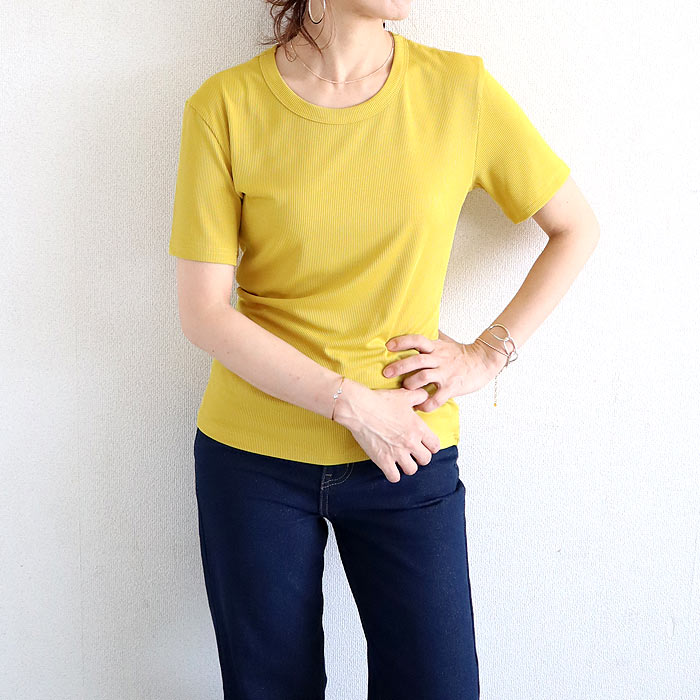 tシャツ トップス リブ レディース 半袖 5分袖 白 黒 春 夏 おしゃれ かわいい 30代 40代 50代 ノースリーブ [郵1]^t1111^爆買 | uricca | 20