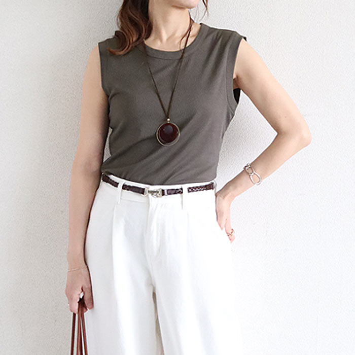 tシャツ トップス リブ レディース 半袖 5分袖 白 黒 春 夏 おしゃれ かわいい 30代 40代 50代 ノースリーブ [郵1]^t1111^爆買 | uricca | 25