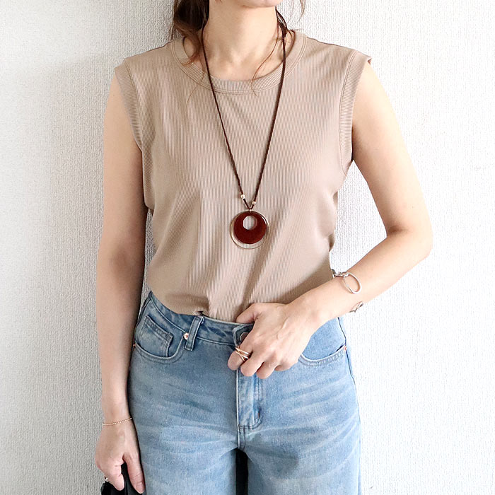 tシャツ トップス リブ レディース 半袖 5分袖 白 黒 春 夏 おしゃれ かわいい 30代 40代 50代 ノースリーブ [郵1]^t1111^爆買 | uricca | 28