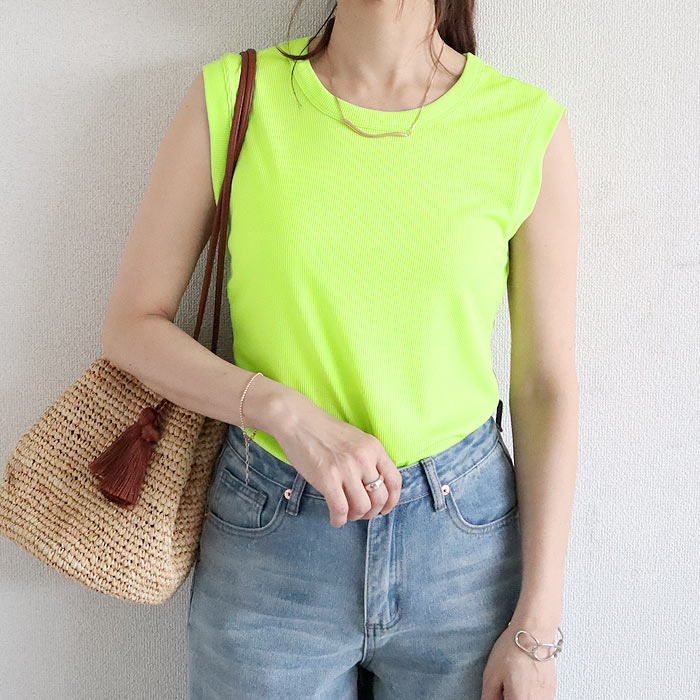 tシャツ トップス リブ レディース 半袖 5分袖 白 黒 春 夏 おしゃれ かわいい 30代 40代 50代 ノースリーブ [郵1]^t1111^爆買 | uricca | 33