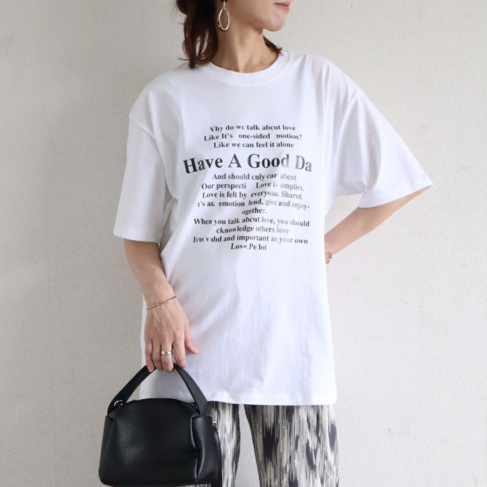 【タイムセール】 トップス レディース Tシャツ 春 夏 白 黒 おしゃれ 半袖 ロゴ 二の腕隠し 体型カバー 選べる 30代 40代 50代 ^t1114^ | uricca | 01