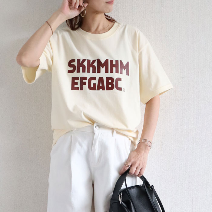 【タイムセール】 トップス レディース Tシャツ 春 夏 白 黒 おしゃれ 半袖 ロゴ 二の腕隠し 体型カバー 選べる 30代 40代 50代 ^t1114^ | uricca | 04