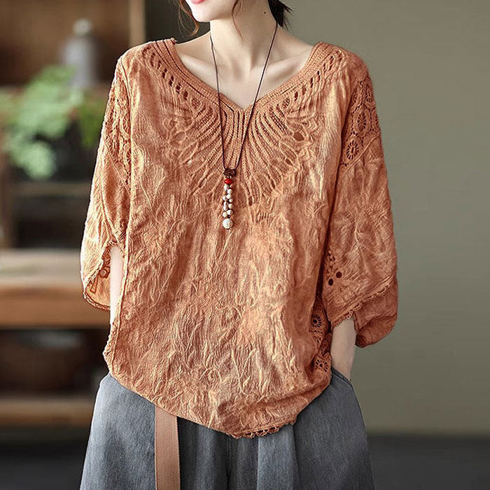 トップス レディース ブラウス ドルマン 春 夏 白 黒 おしゃれ レース 透け感 コットン100％ 綿100％ 体型カバー[郵3]^t1115^ | uricca | 06