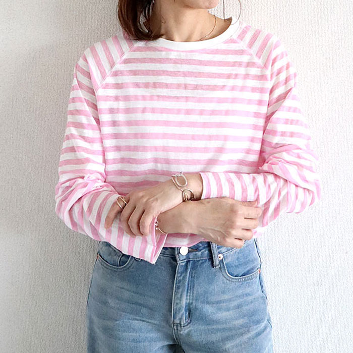 1743円 3点購入クーポンで！ シアー トップス レディース Tシャツ 長袖 シースルー ラグラン ロンT 春 秋 白 黒 おしゃれ ボーダー 30代 40代 [郵1]^t1118^ | uricca | 03