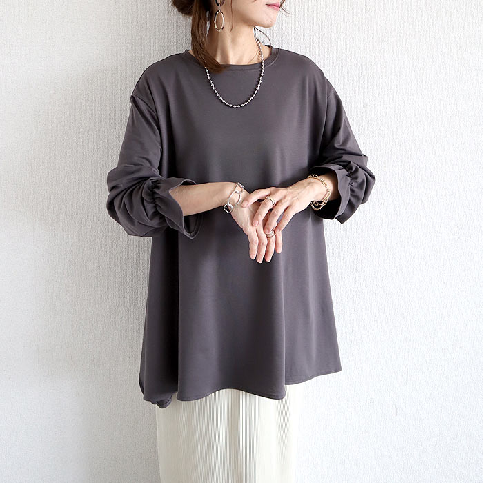 トップス レディース カットソー 長袖 春 秋 冬 黒 おしゃれ かわいい 30代 40代 50代 無地 袖フレア プルオーバー[郵3]^t1120^爆買 | uricca | 02