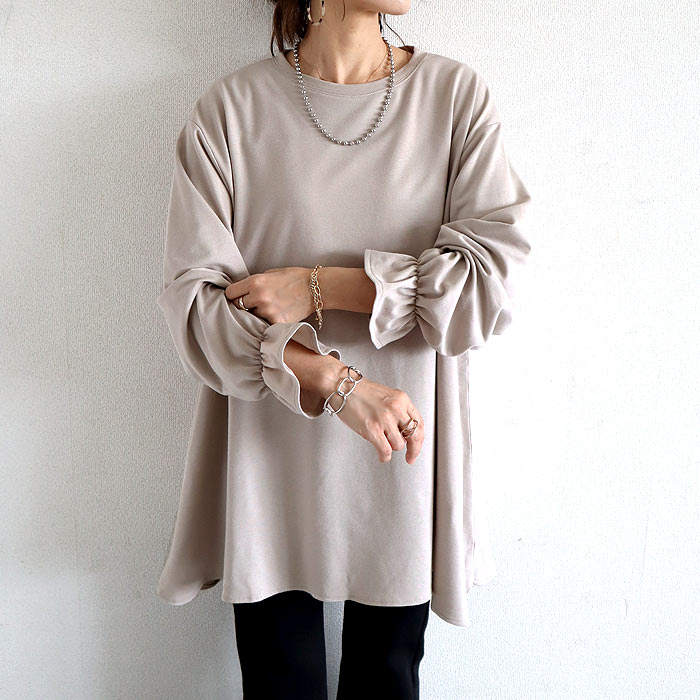 トップス レディース カットソー 長袖 春 秋 冬 黒 おしゃれ かわいい 30代 40代 50代 無地 袖フレア プルオーバー[郵3]^t1120^爆買 | uricca | 04