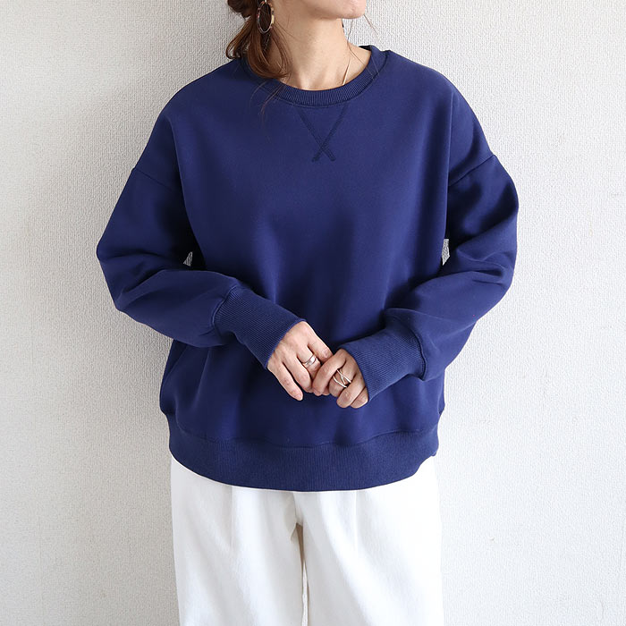 トップス レディース トレーナー 秋 冬 白 黒 おしゃれ 長袖 スウェット Uネック ショート丈 リブ 裏起毛 暖か 極暖[郵3]^t1121^ | uricca | 07