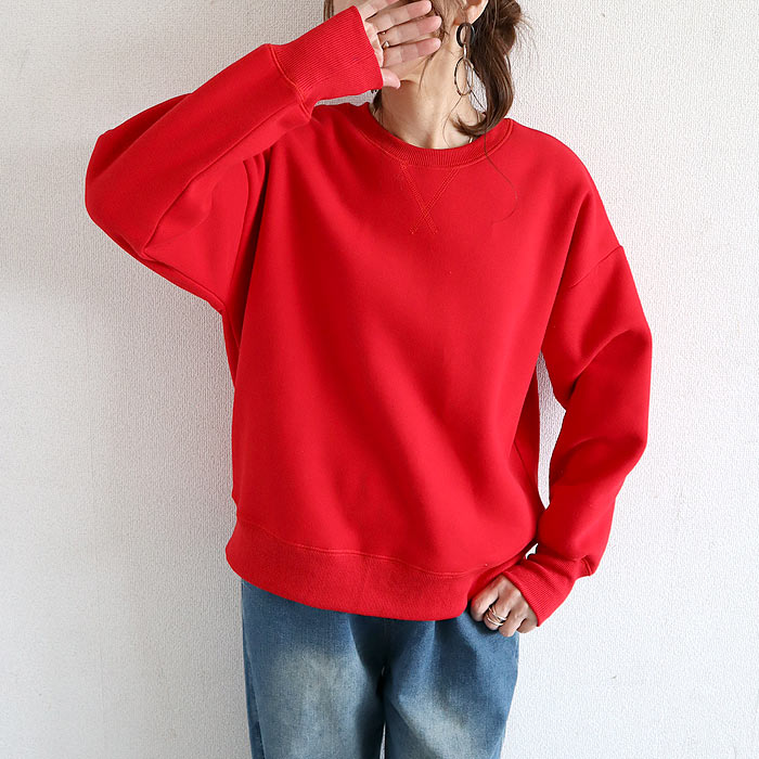 トップス レディース トレーナー 秋 冬 白 黒 おしゃれ 長袖 スウェット Uネック ショート丈 リブ 裏起毛 暖か 極暖[郵3]^t1121^ | uricca | 08