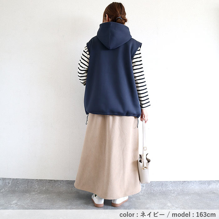 2596円 クーポンで！ ベスト トップス スウェット レディース 秋 冬 黒 おしゃれ ノースリーブ フード 裏起毛 重ね着 レイヤード 極暖[郵3]^t1123^ | uricca | 14