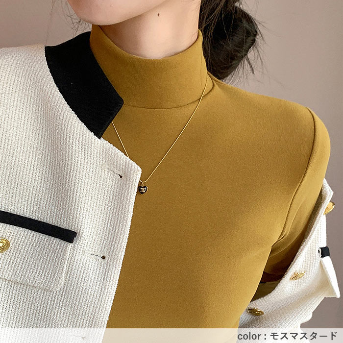 1074円まとめクーポンで！ トップス レディース フリース ハイネック カットソー 秋 冬 白 黒 おしゃれ かわいい 長袖 ボトルネック 伸縮性 極暖[郵3]^t1125^ | uricca | 23