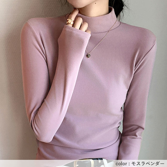 1074円まとめクーポンで！ トップス レディース フリース ハイネック カットソー 秋 冬 白 黒 おしゃれ かわいい 長袖 ボトルネック 伸縮性 極暖[郵3]^t1125^ | uricca | 24