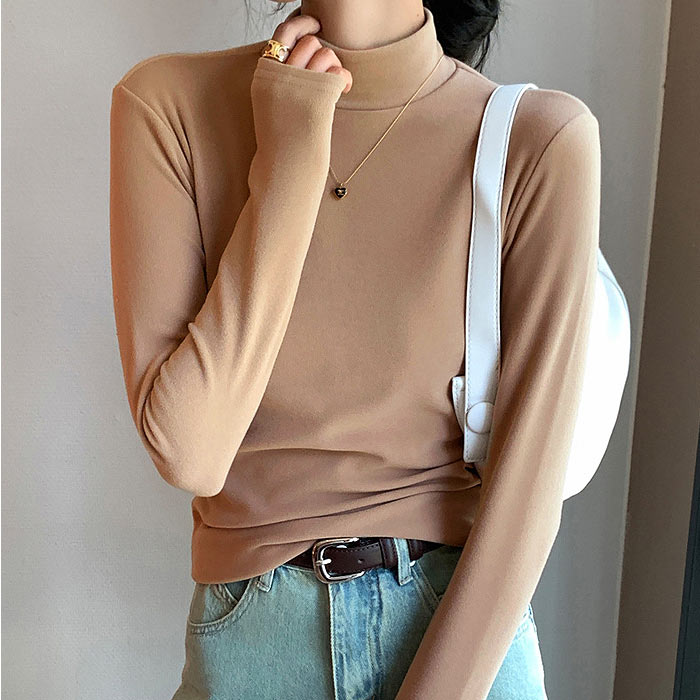 1074円まとめクーポンで！ トップス レディース フリース ハイネック カットソー 秋 冬 白 黒 おしゃれ かわいい 長袖 ボトルネック 伸縮性 極暖[郵3]^t1125^ | uricca | 04