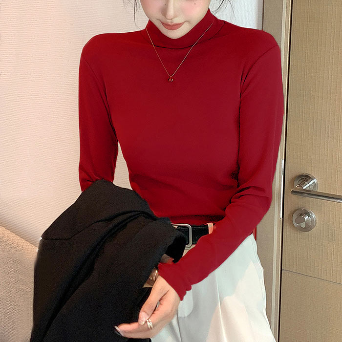 1074円まとめクーポンで！ トップス レディース フリース ハイネック カットソー 秋 冬 白 黒 おしゃれ かわいい 長袖 ボトルネック 伸縮性 極暖[郵3]^t1125^ | uricca | 07