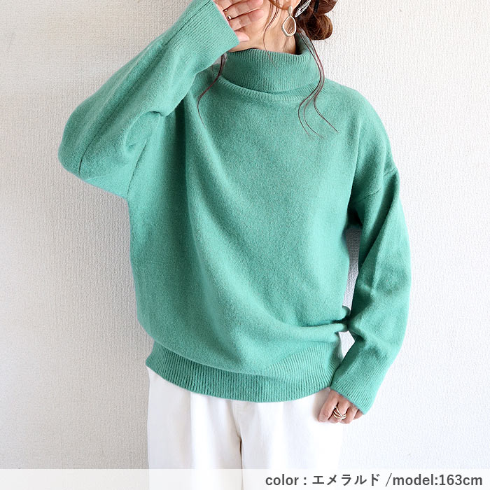 トップス レディース ニット セーター 秋 冬 白 黒 おしゃれ 長袖 無地 ハイネックニット タートルネック ゆったり 極暖 ^t1127^ | uricca | 22