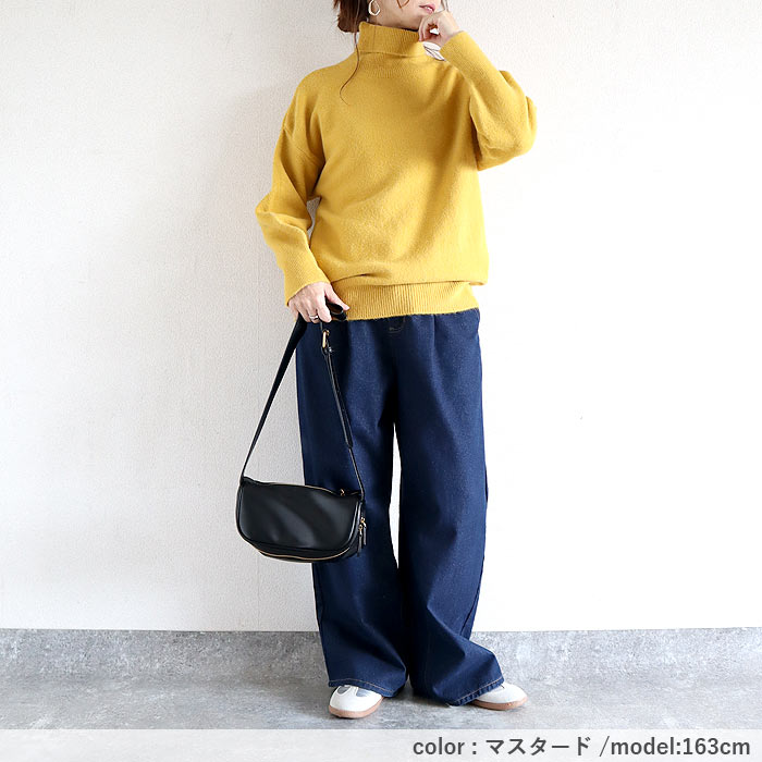 トップス レディース ニット セーター 秋 冬 白 黒 おしゃれ 長袖 無地 ハイネックニット タートルネック ゆったり 極暖 ^t1127^ | uricca | 24