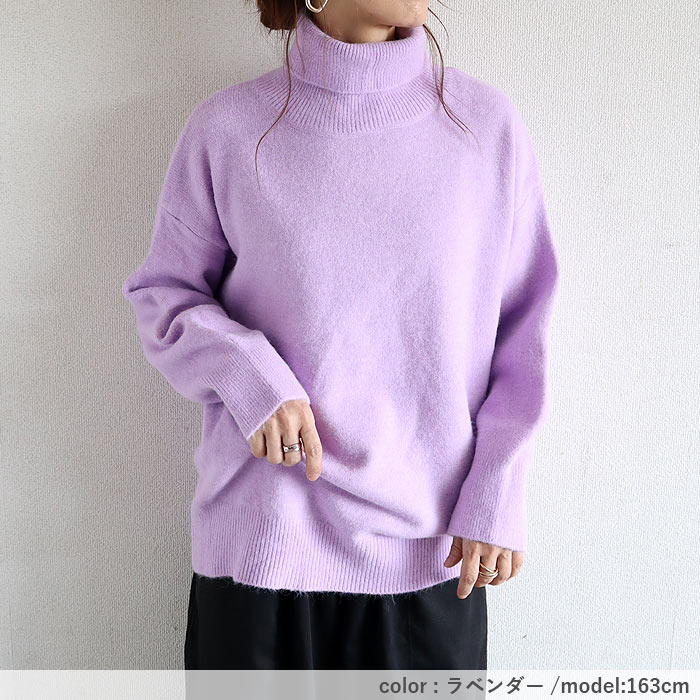 トップス レディース ニット セーター 秋 冬 白 黒 おしゃれ 長袖 無地 ハイネックニット タートルネック ゆったり 極暖 ^t1127^ | uricca | 25