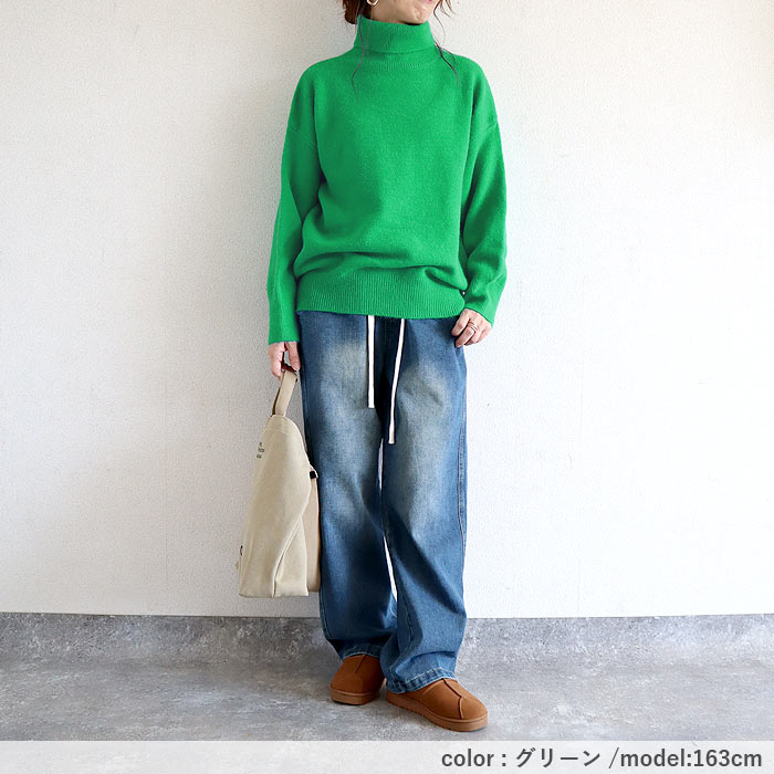 トップス レディース ニット セーター 秋 冬 白 黒 おしゃれ 長袖 無地 ハイネックニット タートルネック ゆったり 極暖 ^t1127^ | uricca | 26