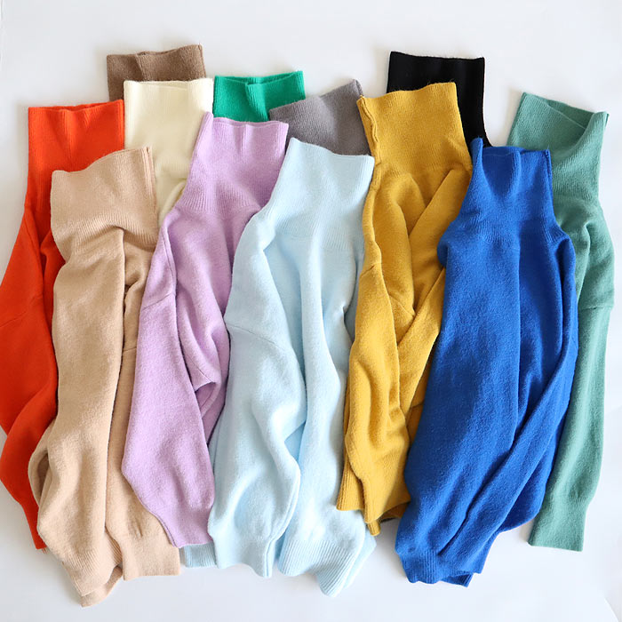 トップス レディース ニット セーター 秋 冬 白 黒 おしゃれ 長袖 無地 ハイネックニット タートルネック ゆったり 極暖 ^t1127^ | uricca | 31