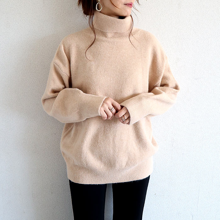 トップス レディース ニット セーター 秋 冬 白 黒 おしゃれ 長袖 無地 ハイネックニット タートルネック ゆったり 極暖 ^t1127^ | uricca | 05