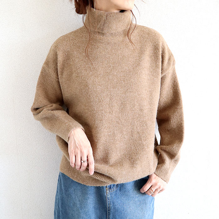 トップス レディース ニット セーター 秋 冬 白 黒 おしゃれ 長袖 無地 ハイネックニット タートルネック ゆったり 極暖 ^t1127^ | uricca | 02