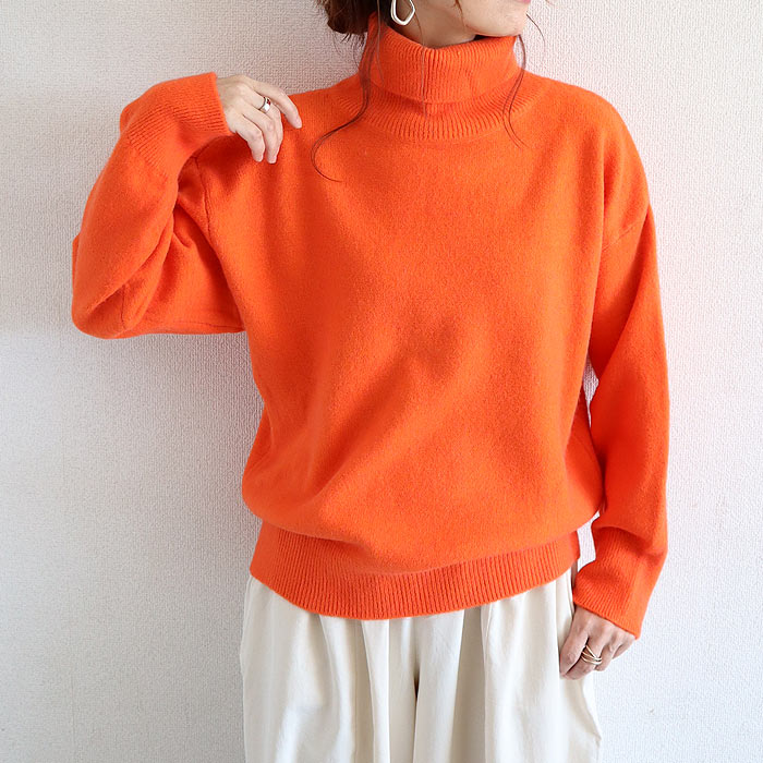 トップス レディース ニット セーター 秋 冬 白 黒 おしゃれ 長袖 無地 ハイネックニット タートルネック ゆったり 極暖 ^t1127^ | uricca | 07