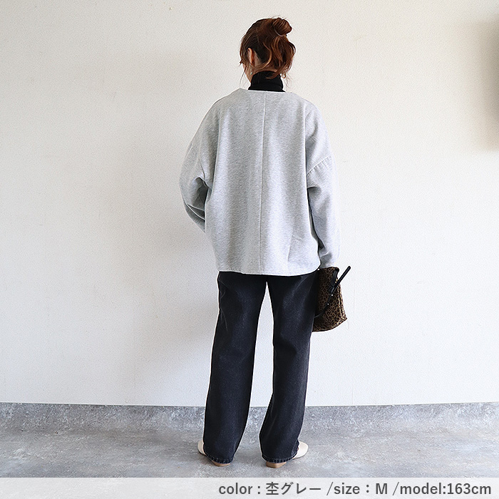 トップス レディース スウェット プルオーバー 黒 秋 冬 おしゃれ 長袖 無地 コットン混 綿混 Vネック 裏起毛 レイヤード[郵3]^t1131^ | uricca | 18