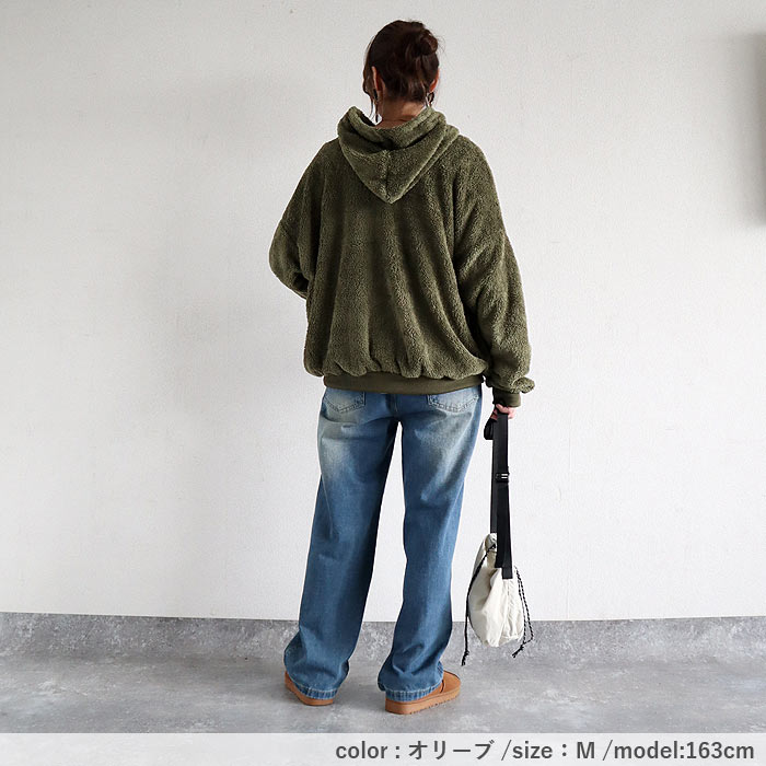 2691円 クーポンで！ トップス レディース 黒 白 もこもこ おしゃれ 裏ボア フード付き ポケット付き 長袖 極暖 保温 フーディ パーカー[郵3]^t1132^ | uricca | 17