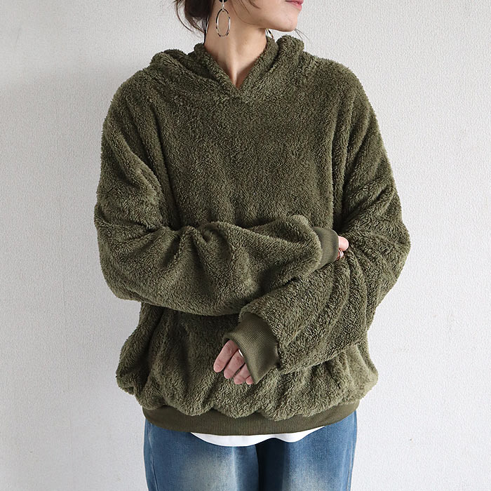 2691円 クーポンで！ トップス レディース 黒 白 もこもこ おしゃれ 裏ボア フード付き ポケット付き 長袖 極暖 保温 フーディ パーカー[郵3]^t1132^ | uricca | 05