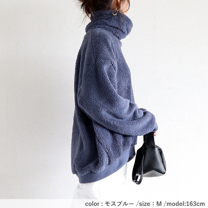 フリース トップス レディース 裏ボア 長袖 極暖 保温 黒 白 もこもこ おしゃれ ハイネック タートルネック[郵3]^t1133^ | uricca | 20