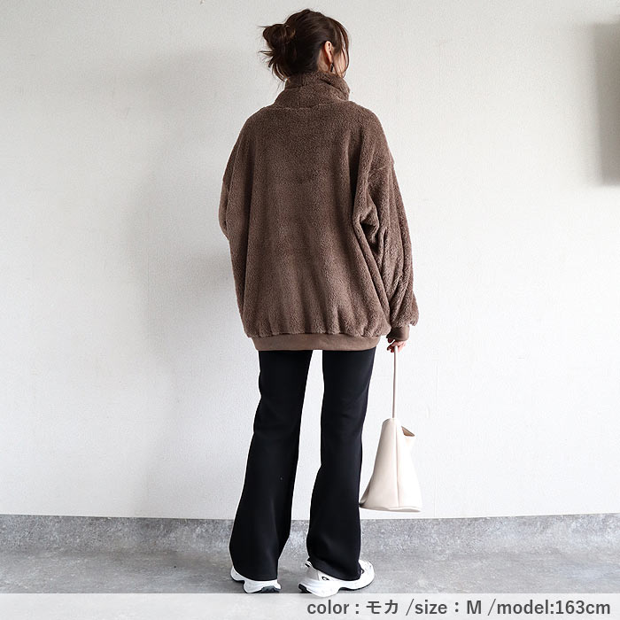 フリース トップス レディース 裏ボア 長袖 極暖 保温 黒 白 もこもこ おしゃれ ハイネック タートルネック[郵3]^t1133^ | uricca | 22