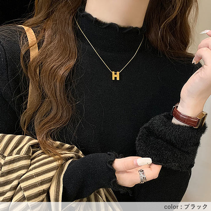 ニット 裏起毛 トップス レディース ハイネック フリル カットソー 長袖 裏ボア あったか 保温 冬 黒 白 おしゃれ かわいい きれいめ [郵3]^t1135^ | uricca | 13