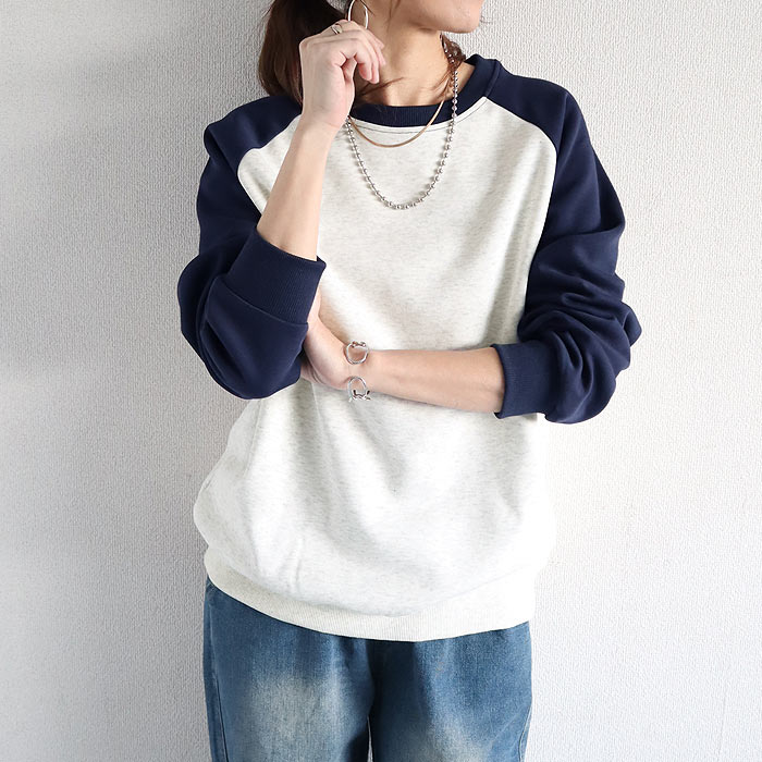 トレーナー レディース トップス スウェット ラグラン 長袖 春 秋 黒 白 シンプル カジュアル おしゃれ [郵3]^t1136^ | uricca | 03