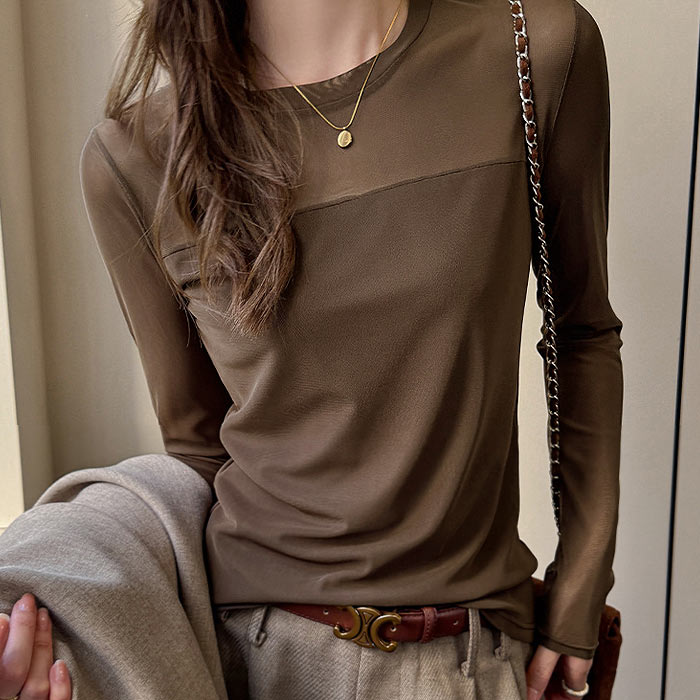 レディース トップス インナー 長袖 メッシュ切り替え レイヤード 重ね着 黒 白 春 夏 秋 おしゃれ かわいい カジュアル[郵1]^t1138^爆買 | uricca | 03