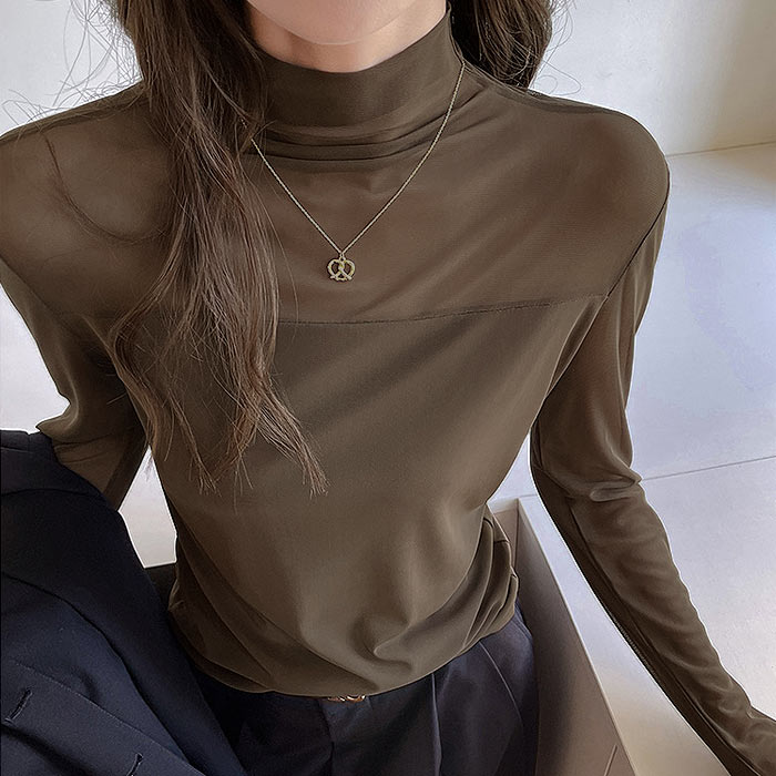 レディース トップス インナー 長袖 メッシュ切り替え レイヤード 重ね着 黒 白 春 夏 秋 おしゃれ かわいい カジュアル[郵1]^t1138^爆買 | uricca | 06