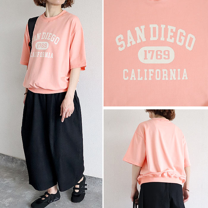 Tシャツ レディース トップス 半袖 スウェット ロゴ プリント 春 夏 黒 白 おしゃれ かわいい ^t1141^ | uricca | 15